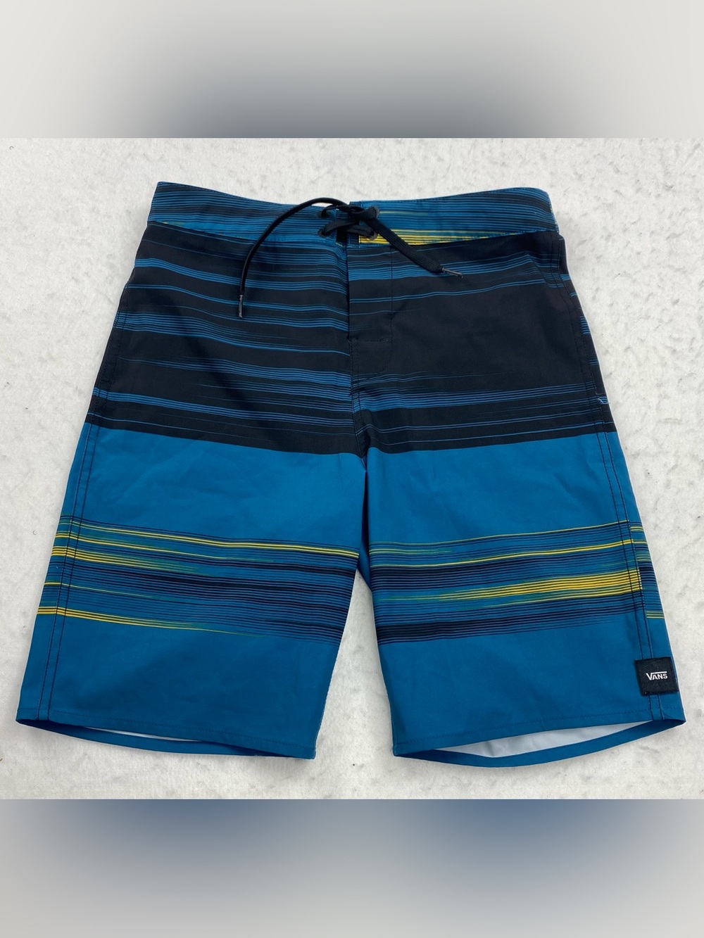 Y2K Vans Surf Skater Board Shorts Youth 16 Blue Stripe Swim Trunks